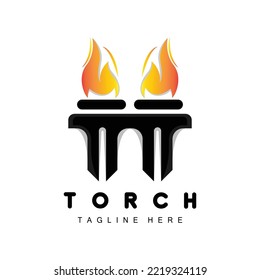 Torch Logo, Fire Design, Letter Logo, Product Brand Icon