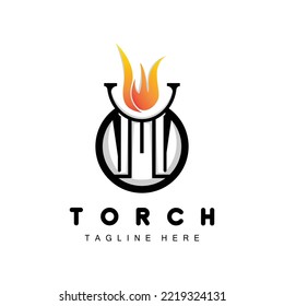 Torch Logo, Fire Design, Letter Logo, Product Brand Icon