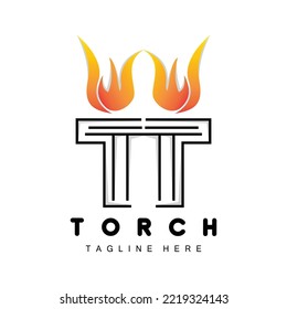 Logotipo de la antorcha, diseño del fuego, logotipo de la carta, icono de la marca del producto