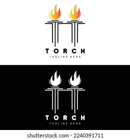 Logotipo de la antorcha, diseño del fuego, logotipo de la carta, icono de la marca del producto