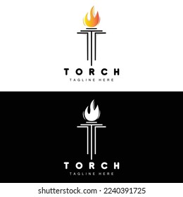 Torch Logo, Fire Design, Letter Logo, Product Brand Icon