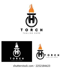 Logotipo de la antorcha, diseño del fuego, logotipo de la carta, icono de la marca del producto