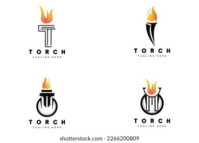 Torch Logo, Fire Design, Letter Logo, Product Brand Icon