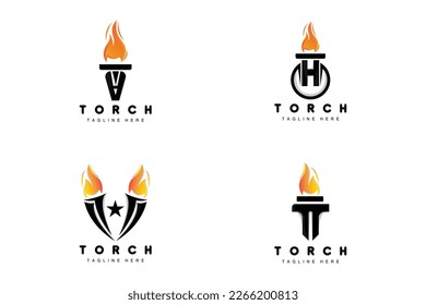 Torch Logo, Fire Design, Letter Logo, Product Brand Icon