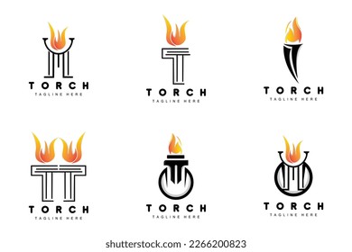 Torch Logo, Fire Design, Letter Logo, Product Brand Icon