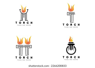 Torch Logo, Fire Design, Letter Logo, Product Brand Icon