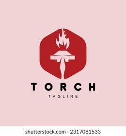 Torch Logo, Fire Design, Letter Logo, Product Brand Icon