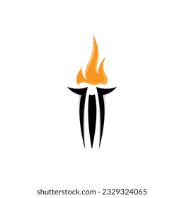 Torch Logo, Fire Design, Letter Logo, Product Brand Icon