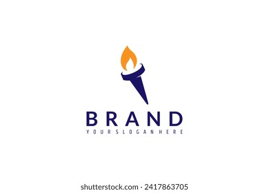 torch logo with in flat design style