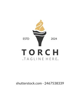 Torch logo Graphic, olympic flame Modern Design Element simple minimalist Template