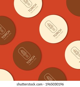 torch logo and icon vector with mockup illustration design template