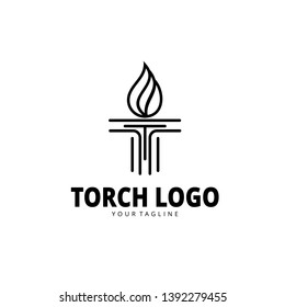 Torch logo, with Initial T / torch logo design inspiration 