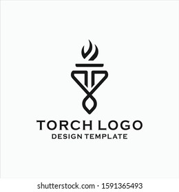 Torch Logo Initial T Negative Space Design Template Premium