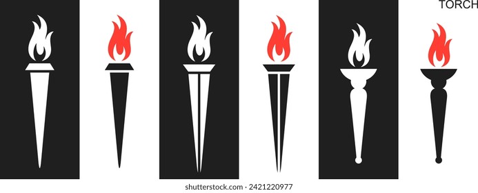 Torch logo. Isolated  torch on white background
