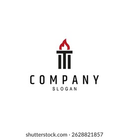 Fackel Logo mit Buchstaben T Kombination in flachem Vektordesign