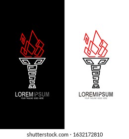 Torch logo with line design simple