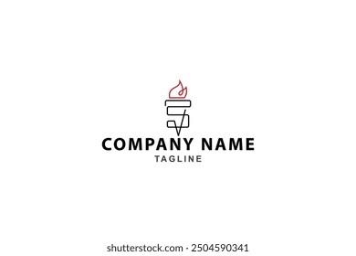 torch logo with linear line art abstract design style