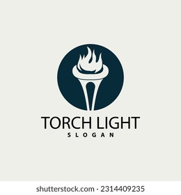 Torch Logo, Olympic Flame Vector, Simple Minimalist Design Template Illustration