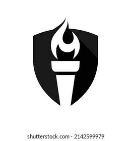 Torch logo with shield concept