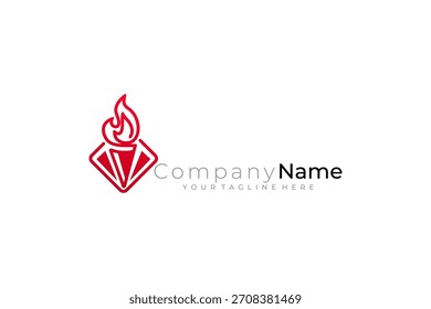 logotipo da tocha com um olhar vermelho brilhante simples, vetor do logotipo do esporte