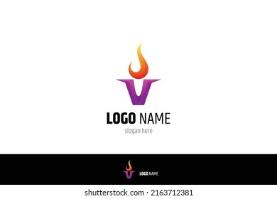 Torch logo. Simple flat design style, classic, abstract, organic, masculine. Great for symbols of sporting events, victories, champions, ceremonies.