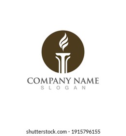 logotipo de antorcha y diseño vectorial de símbolo