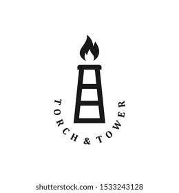 torch logo template, tower design vector 