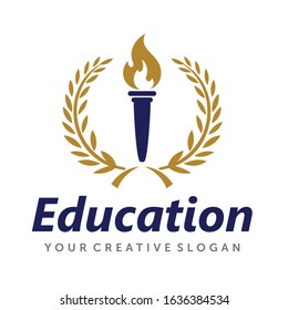 Torch logo, University Logo Design Vector