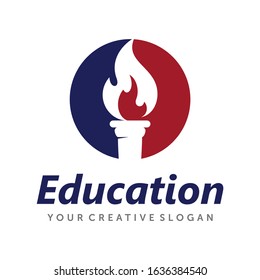 Torch logo, University Logo Design Vector