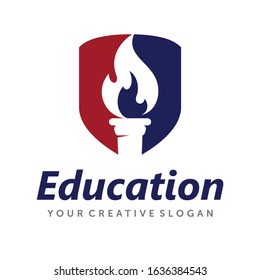 Torch logo, University Logo Design Vector