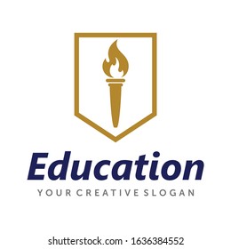 Torch logo, University Logo Design Vector