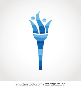 Torch Logo vector of flaming torchlight symbol cup fire icon People sport sign flame clipart