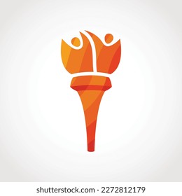 Torch Logo-Vektorgrafik von flammendem Taschenfeuersymbol Symbol Menschen Sport-Zeichen Flammenklammer Kunst