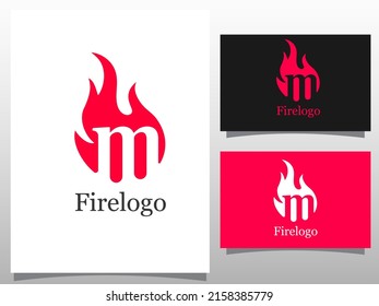 Fackel M Buchstaben Logo Design Vorlage. Fackellogotype Vektor ungewöhnlicher Brief. Vectordesign-Vorlagenelemente für Ihre Anwendung oder Ihr Unternehmen.