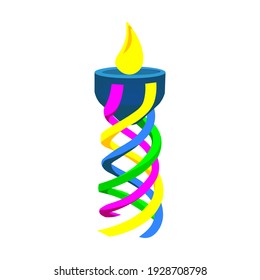 Torch multicolored icon. Candle. Rainbow symbol of the holiday. Volumetric vector graphics.