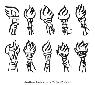 boceto de dibujo deportivo de torch Olympics