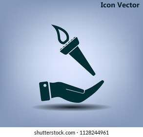 Torch on the hand. Vector icon.