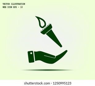 Torch on the hand. Vector icon.