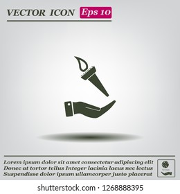 Torch on the hand. Vector icon.