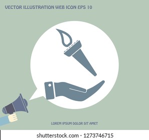 Torch on the hand. Vector icon.