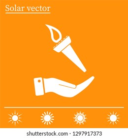 Torch on the hand. Vector icon.