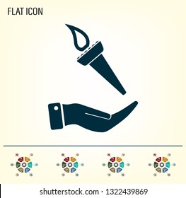 Torch on the hand. Vector icon.