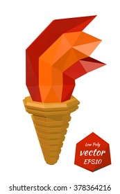 Torch on a white background. Low poly style. Vector illustration