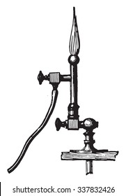 Torch oxygen and hydrogen gas replacement lamp enameller, vintage engraved illustration. Industrial encyclopedia E.-O. Lami - 1875. 