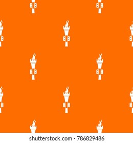 Torch pattern repeat seamless in orange color for any design. Vector geometric illustration