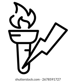 Tocha de Perseverança ícone web em estilo de estrutura de tópicos