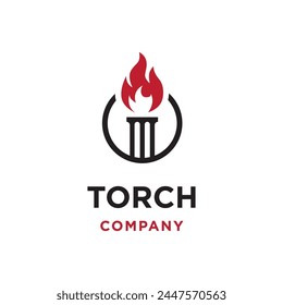 Torch With Pillar Candle Maker Burning Light Logo	
