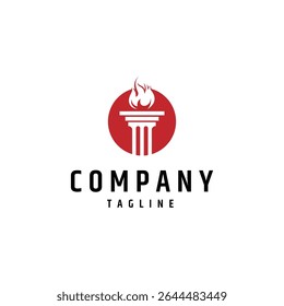 torch pillar logo in round shape design in flat vector design style