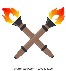 Torch, realistic torches with fire. Two torches. Flat design, vector illustration, vector.