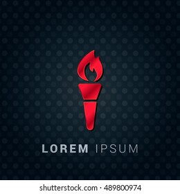Torch Red chromium precious metallic 3D Icon / Logo Design